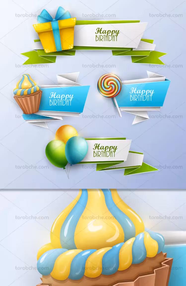 وکتور لیبل و برچسب های تولد | گرافیک با طعم تربچه