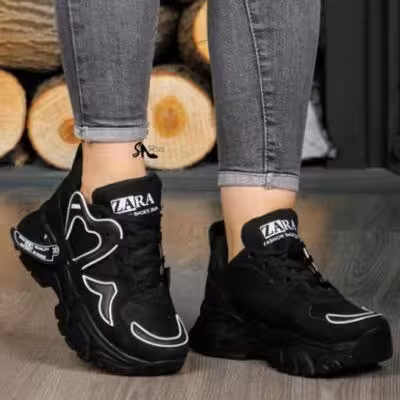 کتانی زنانه و کفش اسپرت مدل قلبی در دو رنگ سفید و مشکی سایزبندی 37تا40