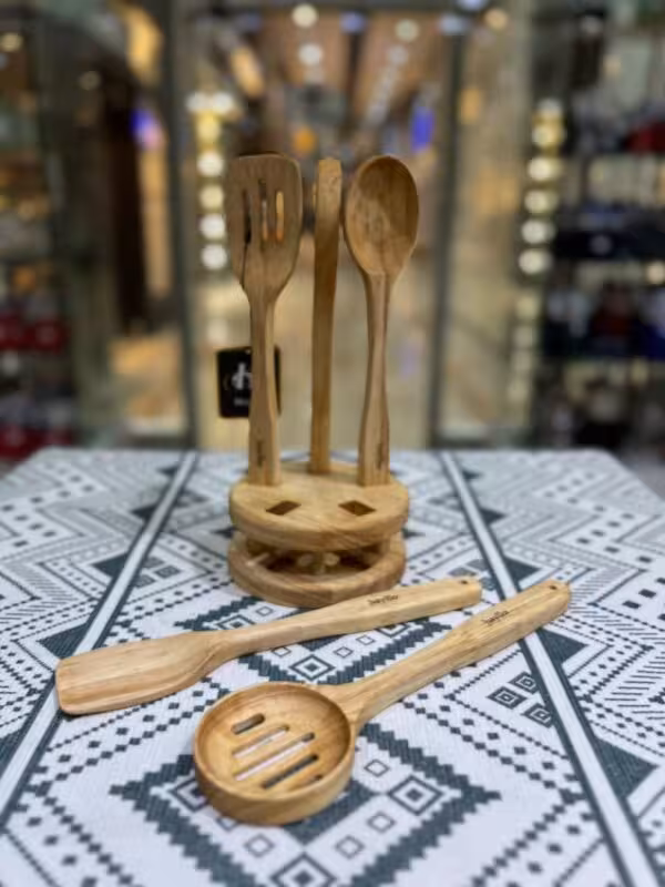 ست کفگیر ملاقه پایه گرد چوبی هایلو