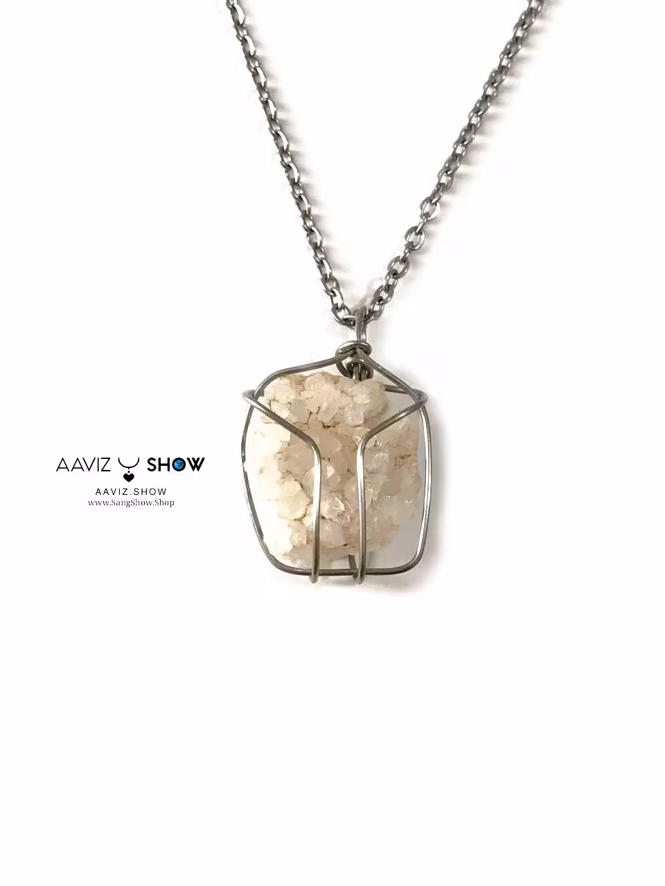 گردنبند بلور کوارتز راف و اصل A767