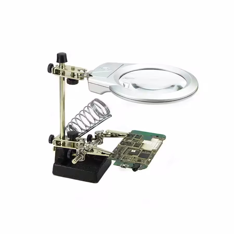 گیره مونتاژ و پایه ذره بین چراغ دار ZD-10M / 129-Aگیره مونتاژ ذره بین دار به همراه پایه هویه