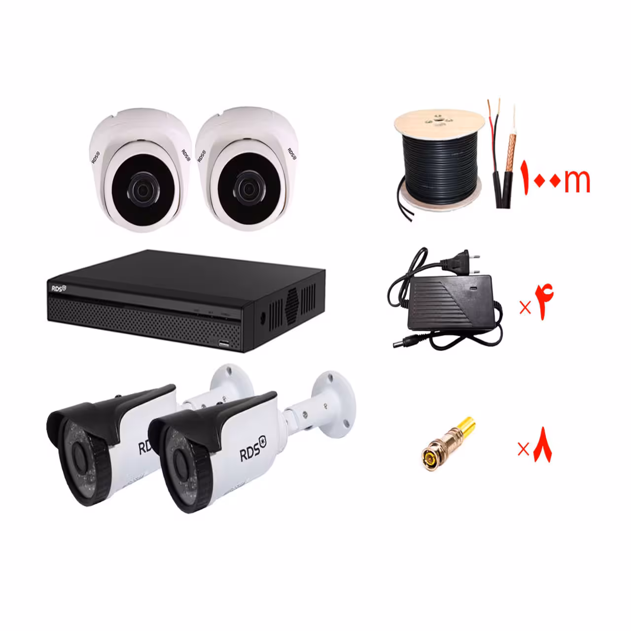 پکیج دوربین مداربسته دو مگاپیکسل فول اچ دی 4 کانال آر دی اس 1080P