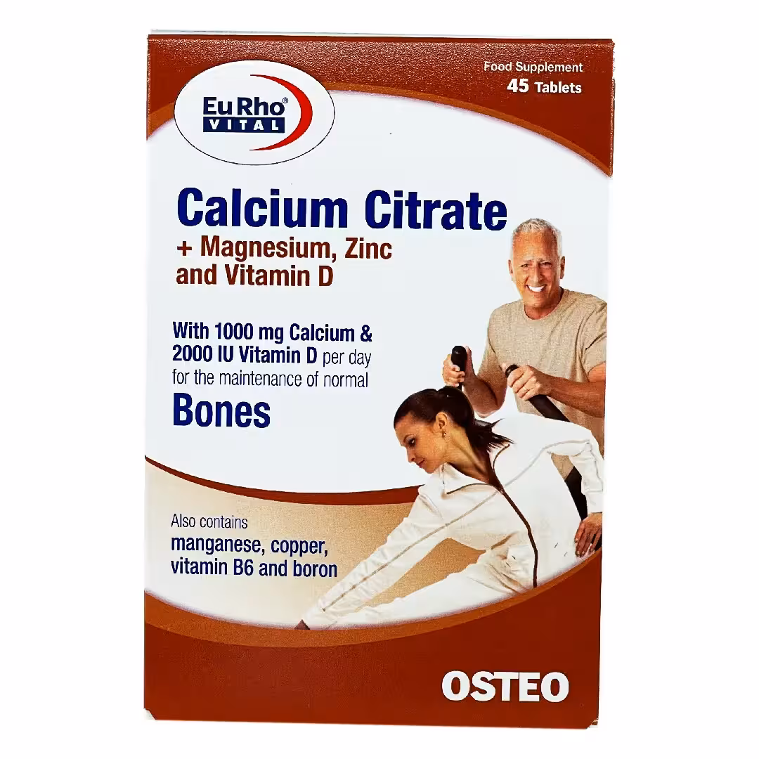 کلسیم سیترات منیزیم  زینک و ویتامین D یوروویتال - 45 عددی