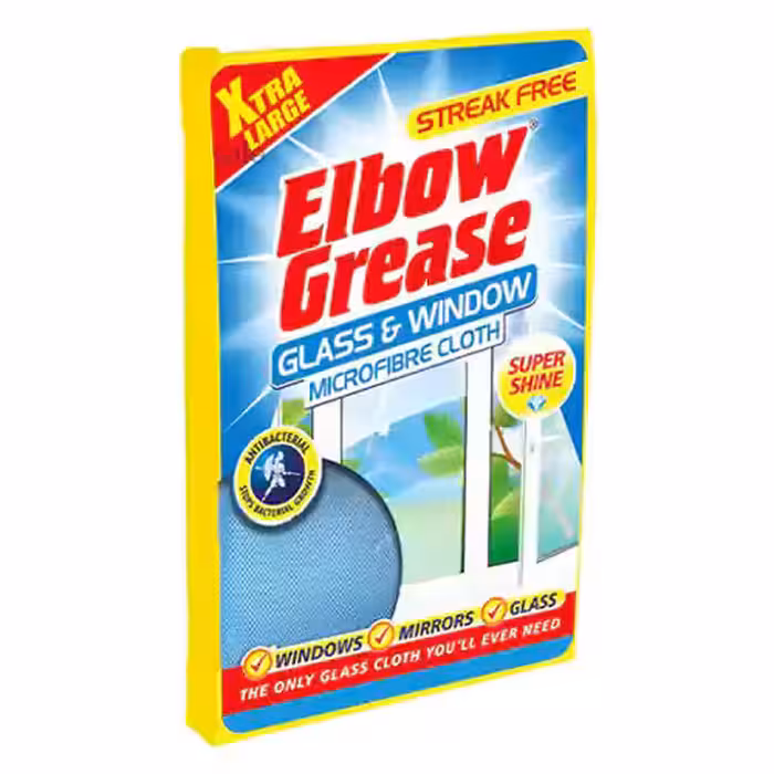 دستمال میکروفیبر شیشه و پنجره بریتانیایی گریس البو Elbow Grease Microfibre Cloth Glass & Window سایز لارج بسته 1 عددی