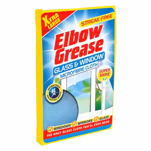 دستمال میکروفیبر شیشه و پنجره بریتانیایی گریس البو Elbow Grease Microfibre Cloth Glass & Window سایز لارج بسته 1 عددی
