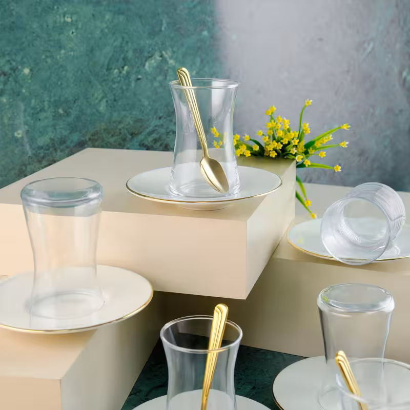 ست 12 پارچه استکان و نعلبکی چای خوری آریلدیز ترکیه مدل Alisa Heybeli – ترکیبی از ظرافت و کیفیت برای میزهای خاص