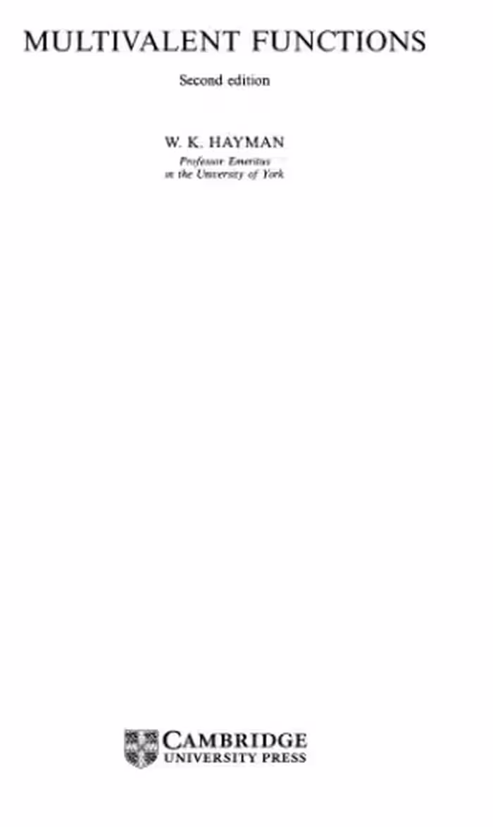 خرید و دانلود نسخه کامل کتاب Multivalent functions
