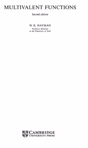 خرید و دانلود نسخه کامل کتاب Multivalent functions