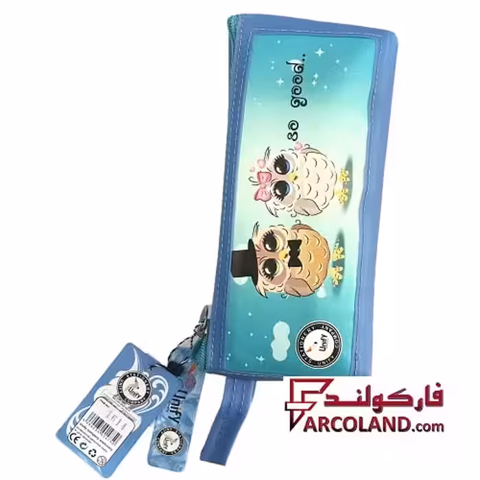 جامدادی یونی فای کد 2-1614 طرح جغد آبی رنگ | Unify pencil case | تک زیپ