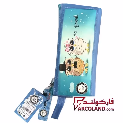 جامدادی یونی فای کد 2-1614 طرح جغد آبی رنگ | Unify pencil case | تک زیپ