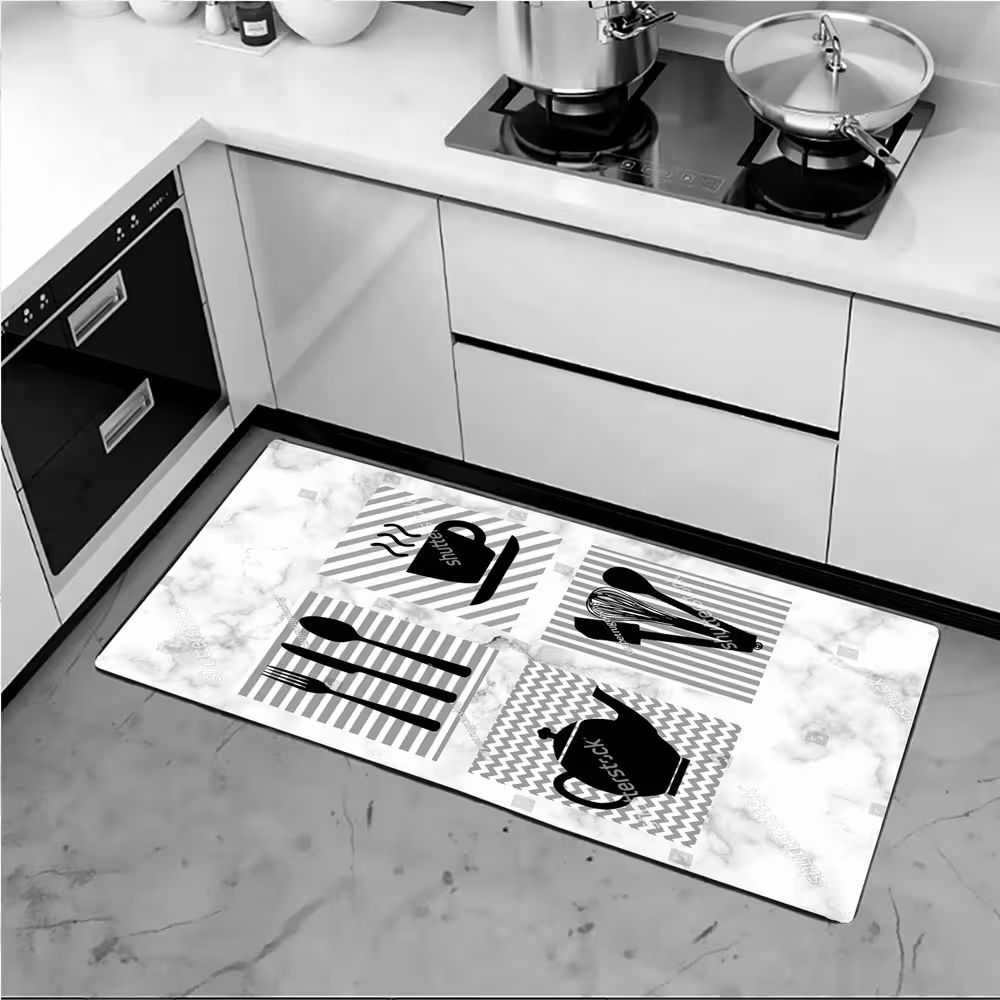 فرش آشپزخانه با کابینت سفید CP-1093
