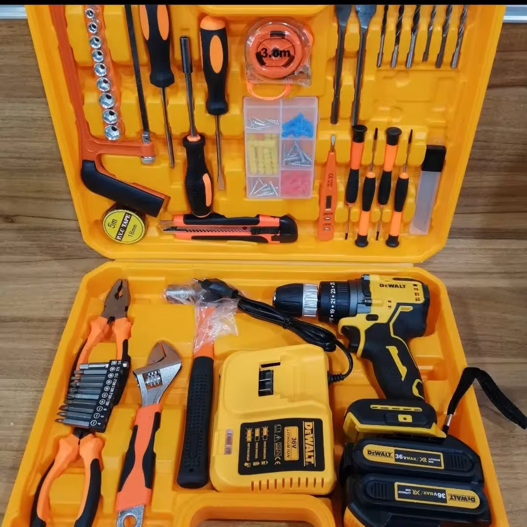 دریل شارژی دیوالت موتور براشلس همراه کیت کامل وسایل 36 ولت 