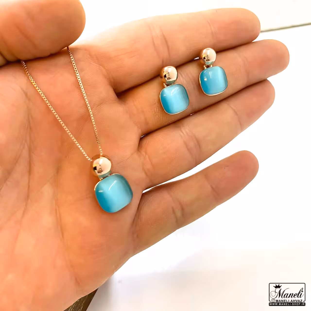 نیم ست نگین آبی | کلیو 14011214