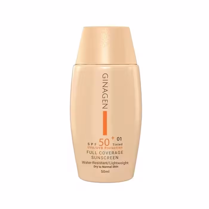 کرم ضد آفتاب رنگی شماره 01 پوست معمولی تا خشک با Ginagen SPf50 ژیناژن