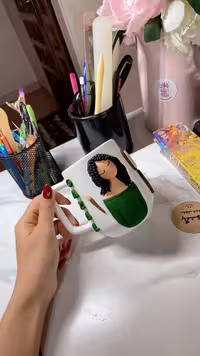 ماگ خمیری طرح هنرمند نقاشی برجسته