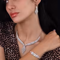 سرویس مجلل نقره جواهری زنانه کد 60539