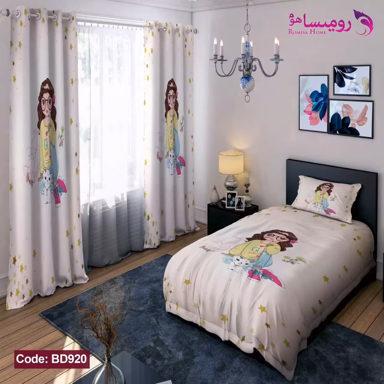 قیمت و خرید روتختی طرح دختر و گربه یک نفره برند دکو کد BD920
