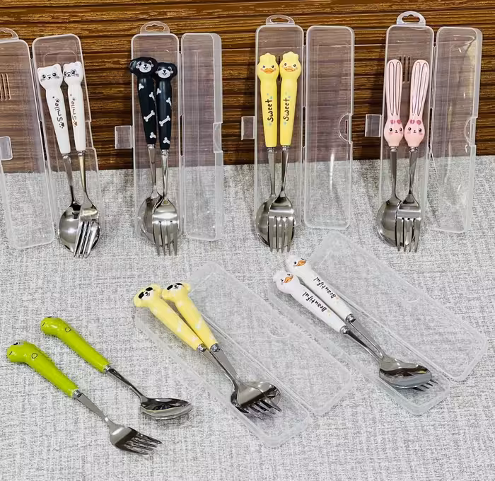 قاشق چنگال دسته سرامیکی حیوانات