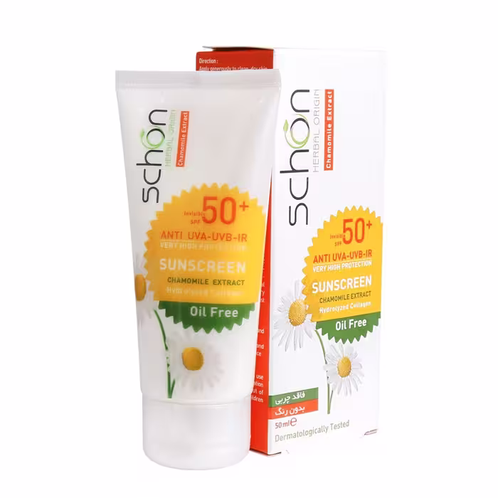 کرم ضد آفتاب بی‌رنگ فاقد چربی شون SPF50+ مناسب پوست‌های مختلط و چرب، حجم 50 میلی‌لیتر