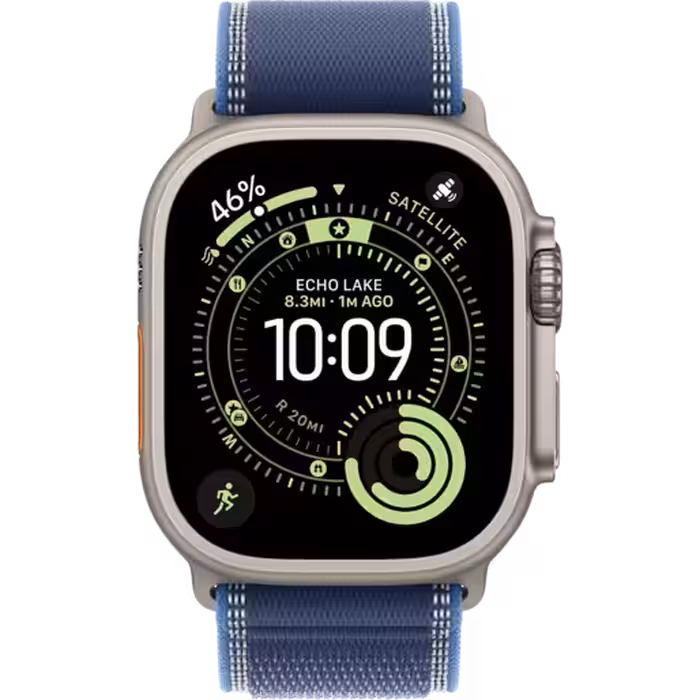 اپل واچ اولترا نسل 3 تیتانیومی نچرال با بند ترایل آبی – آبی روشن