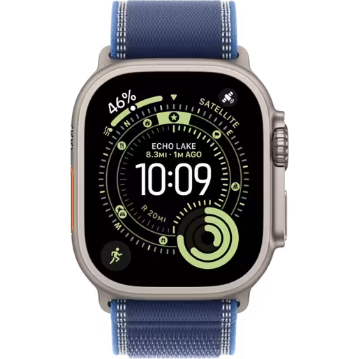 اپل واچ اولترا نسل 3 تیتانیومی نچرال با بند ترایل آبی – آبی روشن