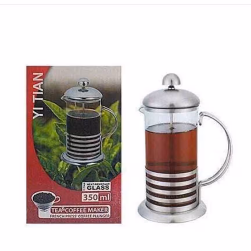 قهوه ساز و دمنوش ساز (350میل) شیشه ای با روکش بدنه استیل