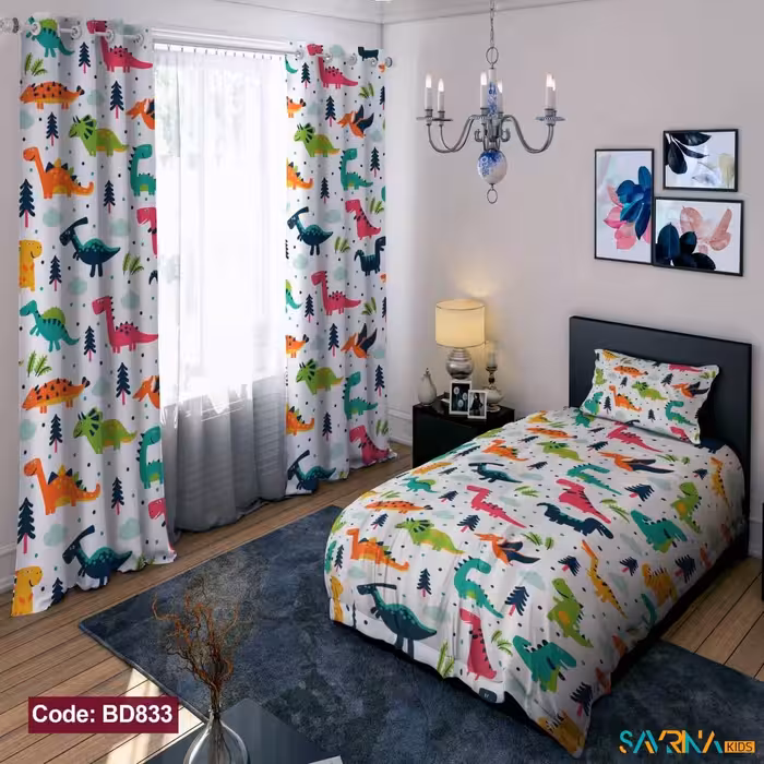 ست اتاق خواب پسرانه طرح دایناسور کوچولو کد BD833