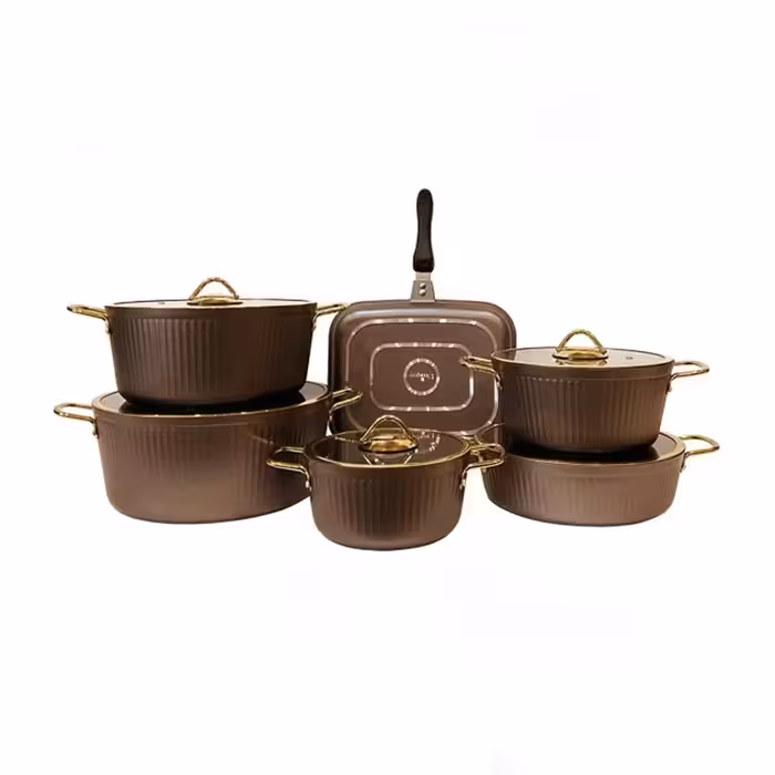 سرویس قابلمه یونیک فلورانس هفت رنگ 12 پارچه درب فلت UN-8414