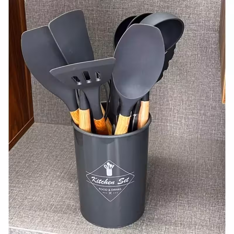 کفگیر ملاقه 12 پارچه سیلیکونی D54 بزرگ | amazonchi