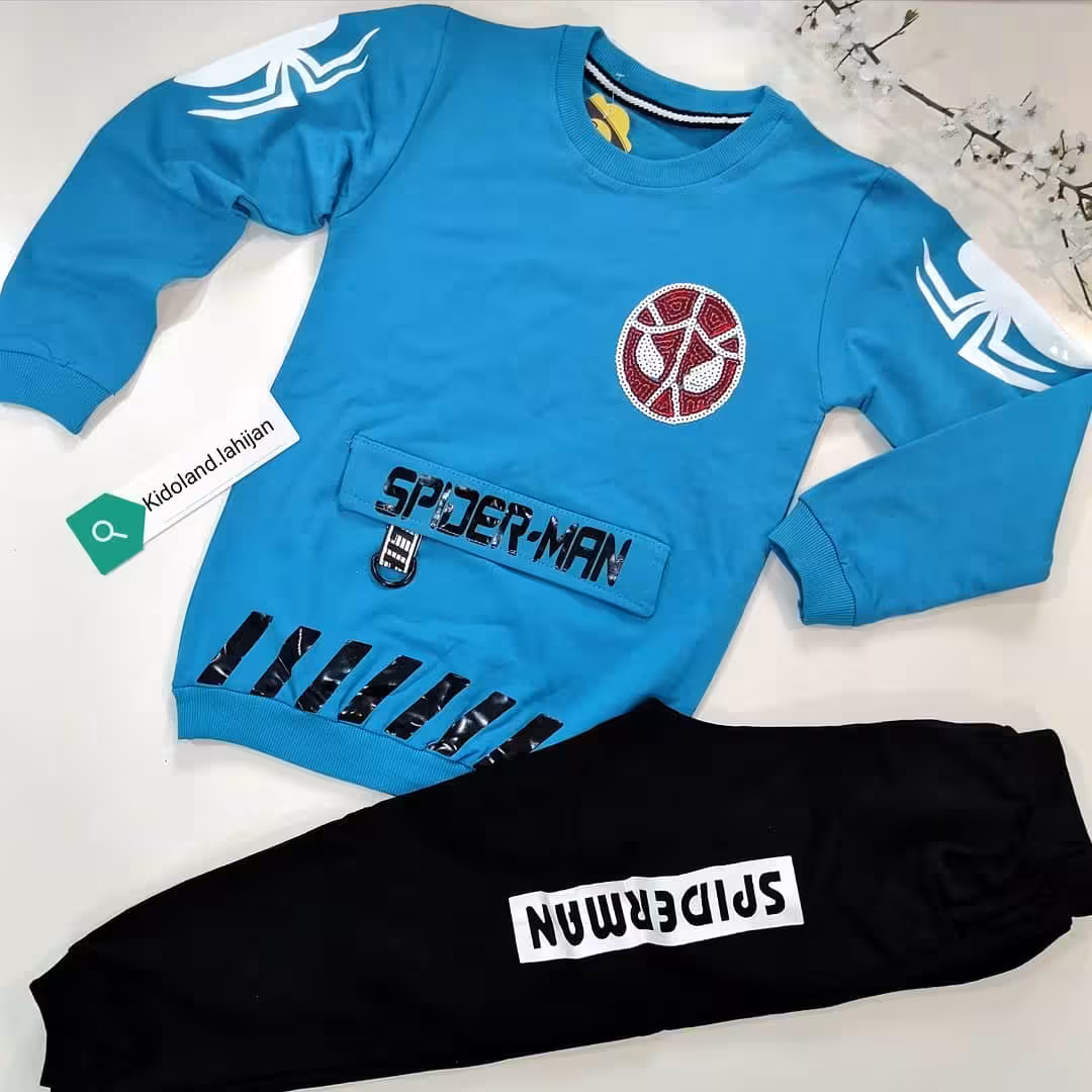 ست بلوزوشلواربچگونه پسرونه مردعنکبوتی اسپایدرمن دورس بسیار باکیفیت شلوار اسلش