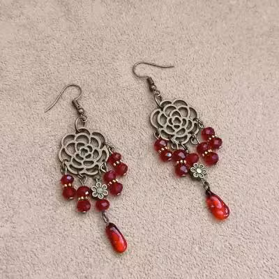 گوشواره یلدایی دونه اناری با کریستال زرشکی