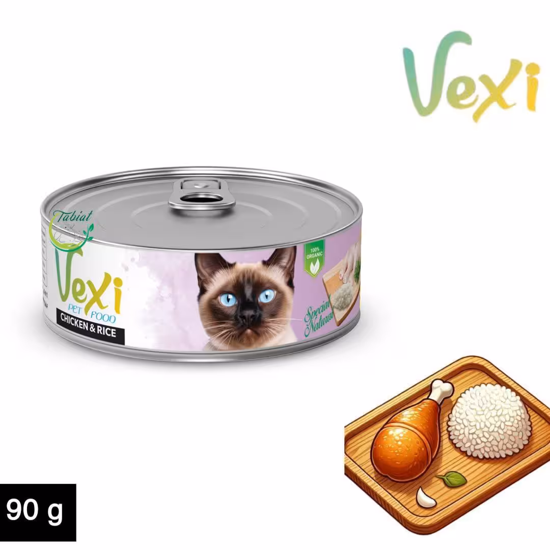 کنسرو گربه وکسی طعم مرغ و برنج 90 گرم