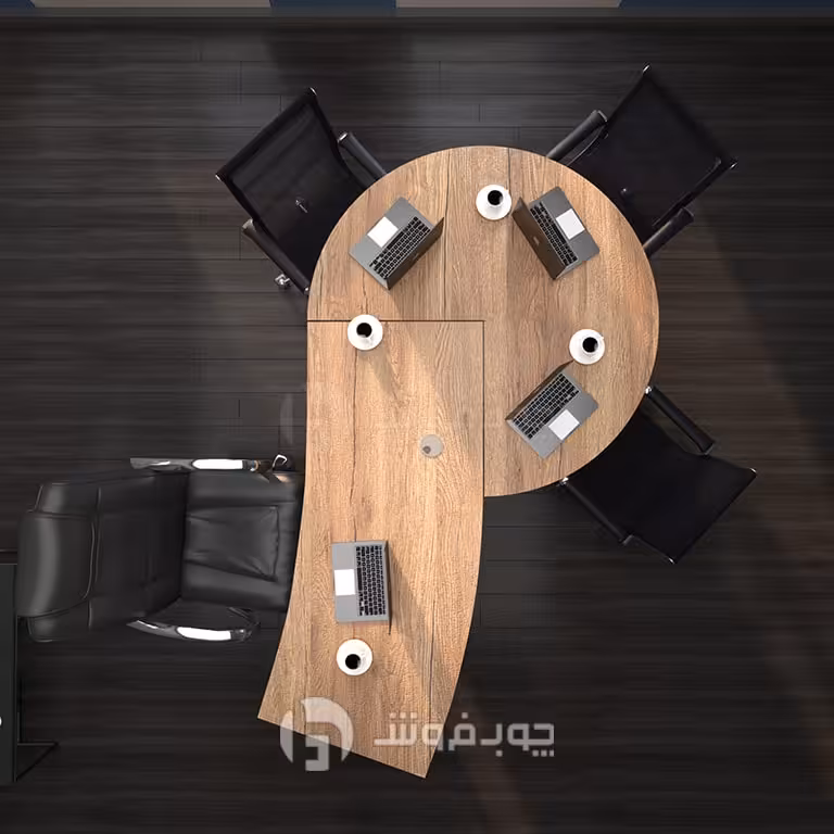 ست میز مدیریت با کنفرانسی 3 نفره چوب فروش کد KC710