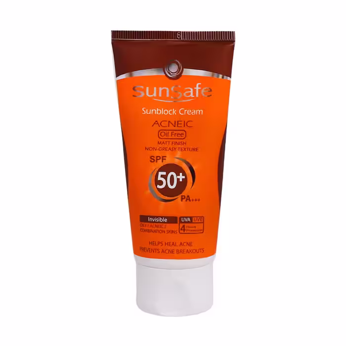 ضدآفتاب فاقد چربی بی رنگ spf50 سان سیف