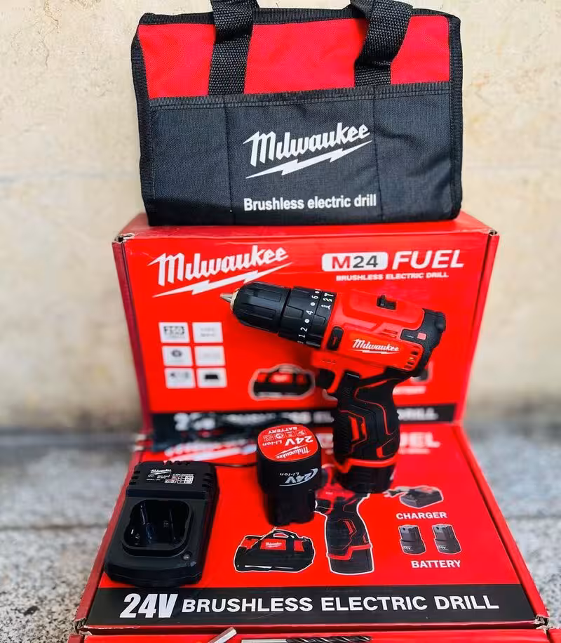 دریل شارژی براش لس طرح میلواکی 24 ولت چکشی