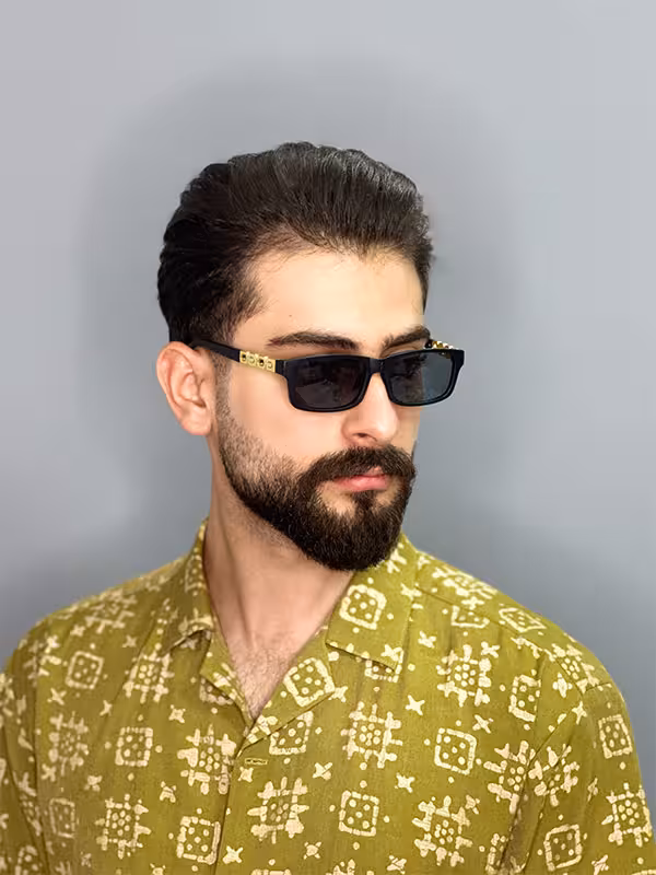 عینک آفتابی مردانه اورجینال مشکی برند گوچی مستطیلی یووی400 اورجینال