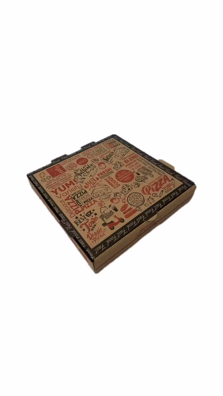 جعبه پیتزا 30 چاپی افست 4*29.5*30 دو رنگ بسته 50 عددی