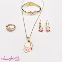 سرویس بدلیجات کودکانه دخترانه مدل هلوکیتی صورتی کد 333