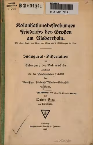 خرید و دانلود نسخه کامل کتاب Kolonisationsbestrebungen Friedrichs des Großen am Niederrhein