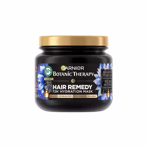 ماسك موي آبرسان 72 ساعته زغال چوب مغناطيسي و روغن سياه دانه گارنير 340 ميل  Garnier Botanic Therapy Moisturizing Dry Hair Mask with Activated Charcoal