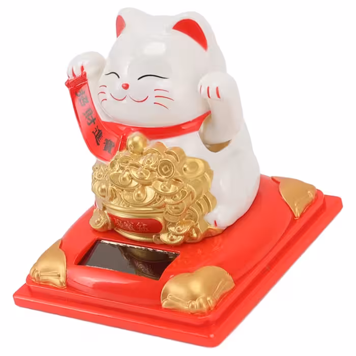 مجسمه دکوری خورشیدی گربه شانس مانکی‌نکو 226B فنگ‌شویی سایز متوسط 2.5 اینچ