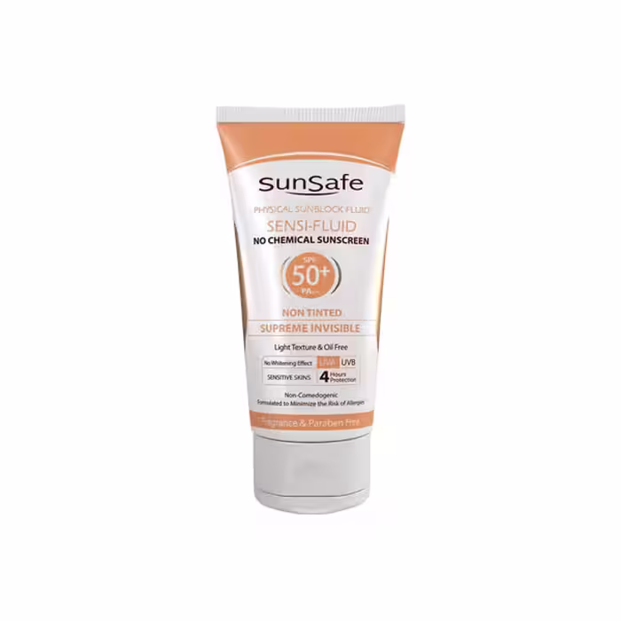 فلوئید ضد آفتاب پوست حساس فیزیکال SPF50  سان سیف | 50 میل