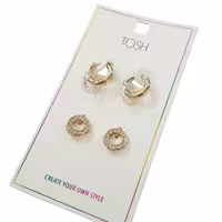 پک گوشواره قفلی طلایی با آویز های انتخابی قابل تعویض برند TOSH کد 09098