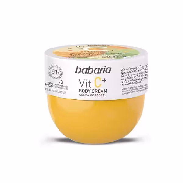 مشخصات، خرید و قیمت کرم بدن ویتامین سی باباریا روشن کننده Vitamin C حجم 400 میل ⭐️ ویان مارکت