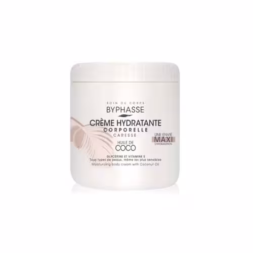 کرم مرطوب‌ کننده بدن بایفاس با روغن نارگیل حجم 500 میل BYPHASSE MOISTURIZING BODY CREAM MAXI COCONUT OIL
