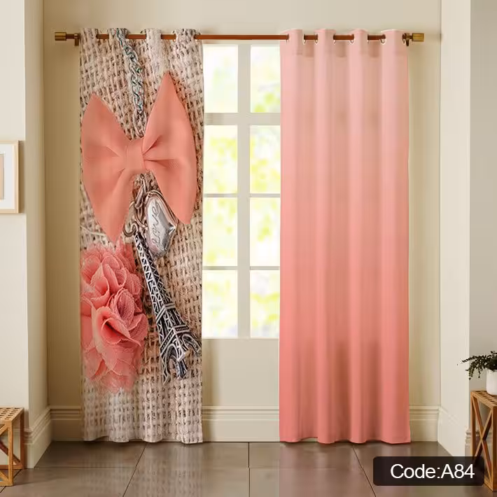 پرده پانچی مخمل چاپی دخترانه کد 84