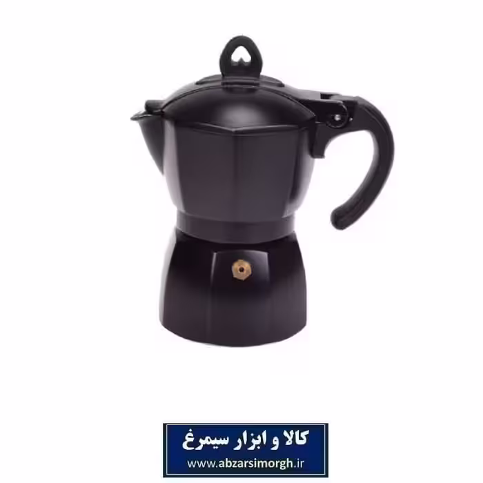 قهوه جوش موکا تفلون مشکی با رنگ کوره ای 6 کاپ طرح ایتالیا HGJ-008