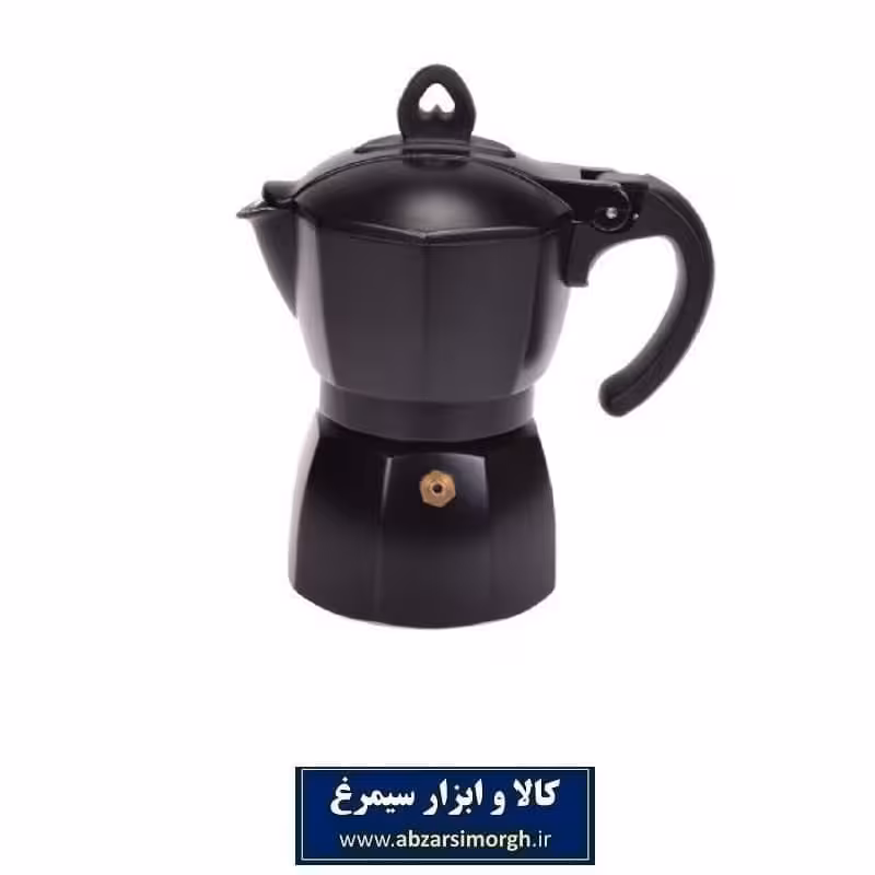 قهوه جوش موکا تفلون مشکی با رنگ کوره ای 6 کاپ طرح ایتالیا HGJ-008