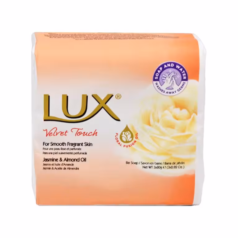 صابون لوکس Lux مدل Velvet Touch با رایحه گل یاس و روغن بادام 3 عددی