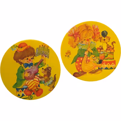 بشقاب دیوارکوب سفالی مدل جشن و شادی مجموعه 2 عددی